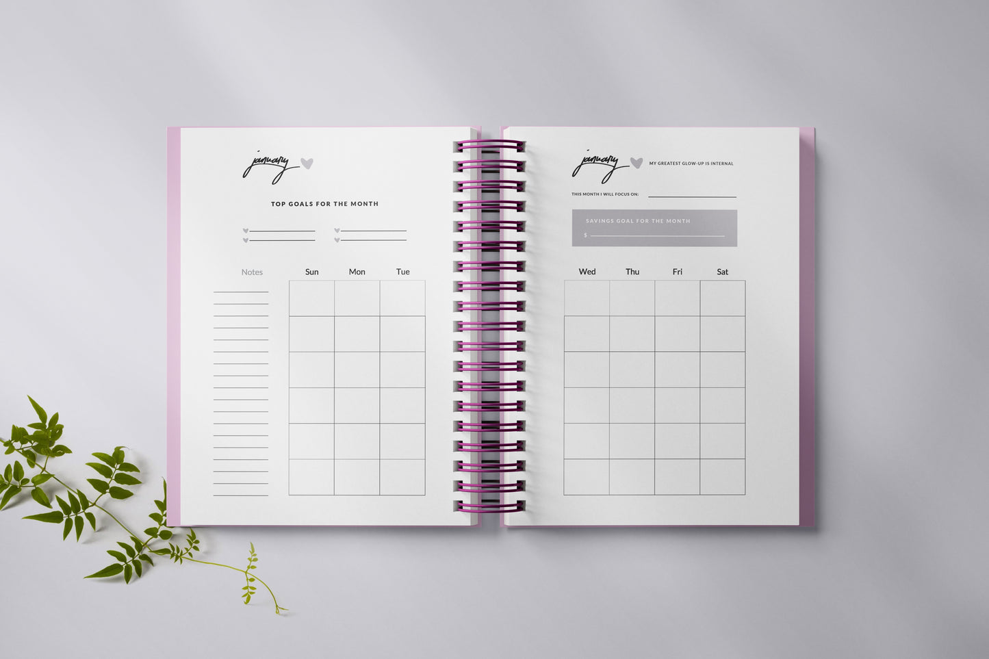 Pink Cut The Check Undated Planner + Free Gold Pen & Gold Paper Clips [PREORDER Ship Date 12/09]