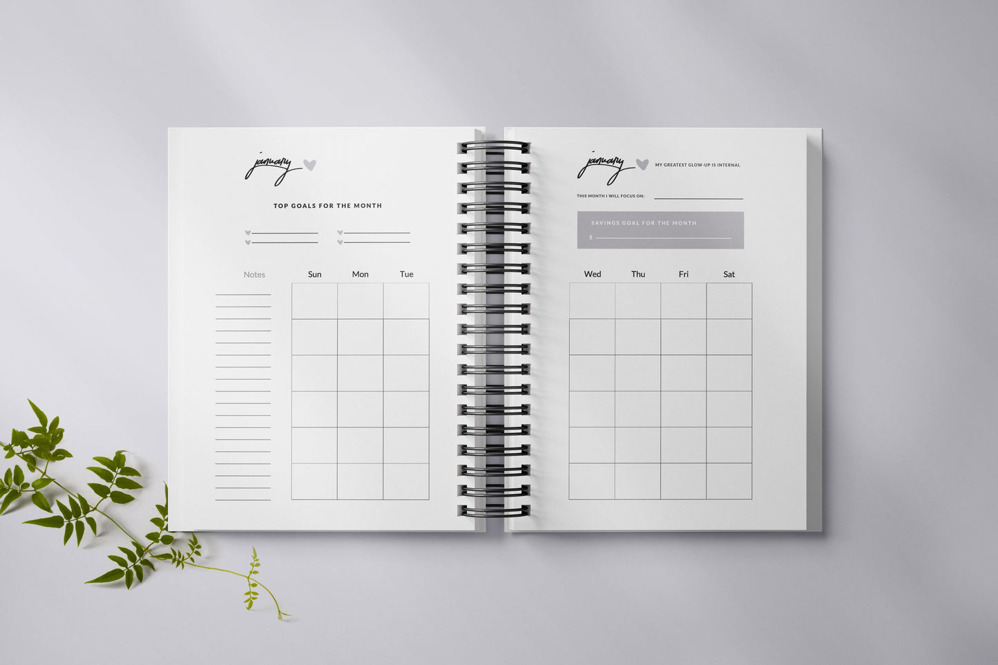 White Cut The Check Undated Planner + Free Gold Pen & Gold Paper Clips [PREORDER Ship Date 12/09]